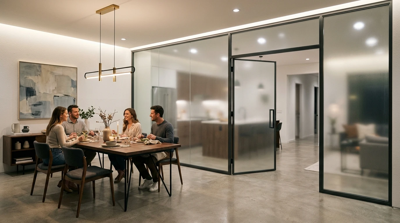 Перегородка с распашной дверью в детскую из общей игровой зоны — фото 7