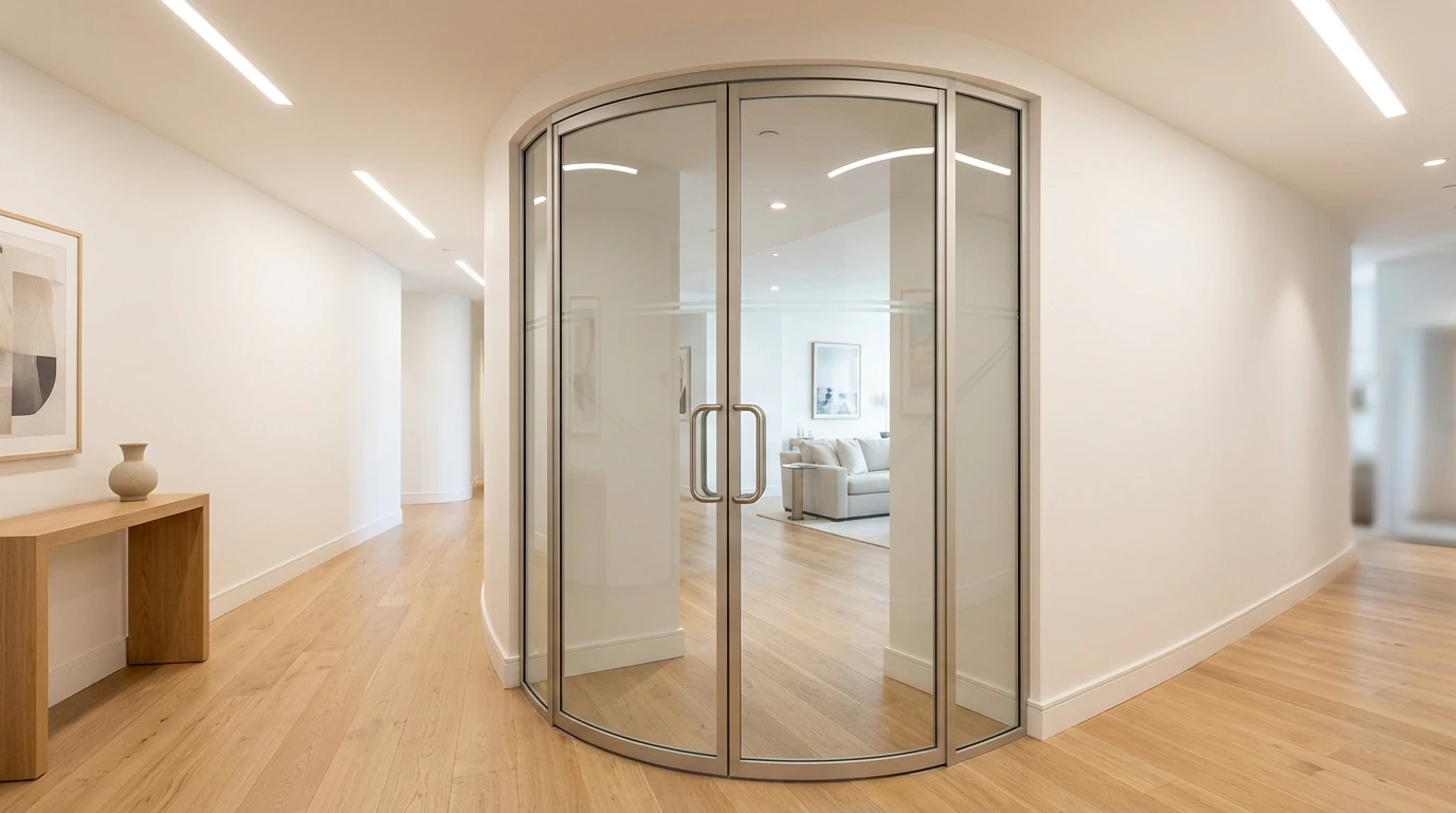Распашная радиусная дверь в гардеробную спальни — фото 4
