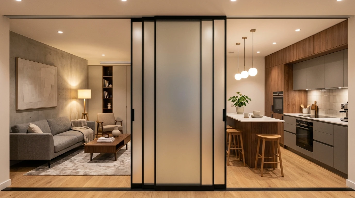 Дверь-купе из шпона венге в переговорную, стиль лофт — фото 2