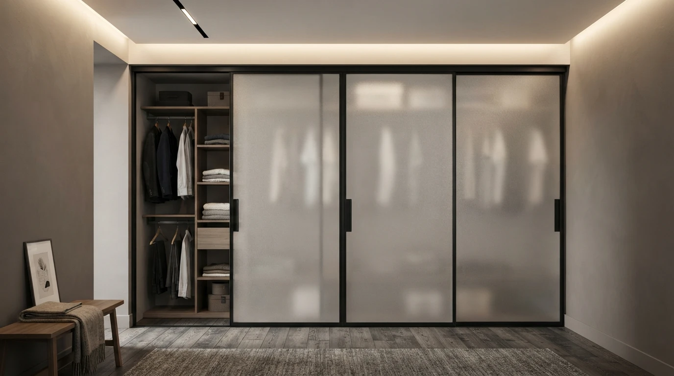 Шкаф-купе в спальню с зеркалом и гравировкой — фото 11